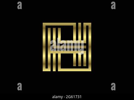 Golden Capital Lines Letter H. Creative Line Letters Design, Graphic Alphabet Symbol For Logo, Poster, Invitation. Vector Stock Vector