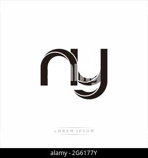Initial Letter Split Lowercase Modern Monogram linked outline rounded logo isolated on white background Stock Vector
