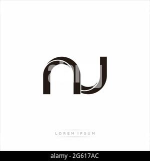 Initial Letter Split Lowercase Modern Monogram linked outline rounded logo isolated on white background Stock Vector