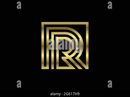 Golden Capital Lines Letter R. Creative Line Letters Design, Graphic Alphabet Symbol For Logo, Poster, Invitation. Vector Stock Vector