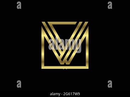 Golden Capital Lines Letter V. Creative Line Letters Design, Graphic Alphabet Symbol For Logo, Poster, Invitation. Vector Stock Vector