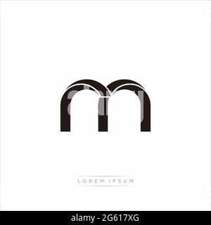 Initial Letter Split Lowercase Modern Monogram linked outline rounded logo isolated on white background Stock Vector