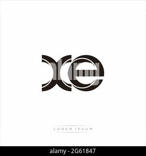 Initial Letter Split Lowercase Modern Monogram linked outline rounded logo isolated on white background Stock Vector