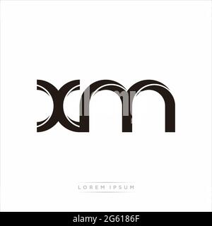Initial Letter Split Lowercase Modern Monogram linked outline rounded logo isolated on white background Stock Vector