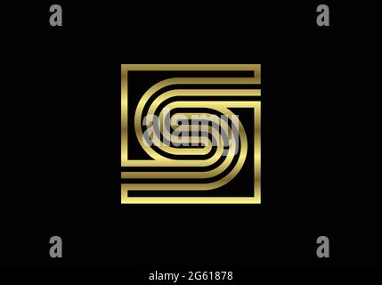 Golden Capital Lines Letter S. Creative Line Letters Design, Graphic Alphabet Symbol For Logo, Poster, Invitation. Vector Stock Vector