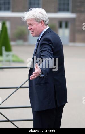 Earl Spencer the brother princess of Wales arrives for the unveiling of her memorial statue that’s being unveiled by William and Harry at Kensington P Stock Photo