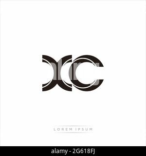 Initial Letter Split Lowercase Modern Monogram linked outline rounded logo isolated on white background Stock Vector