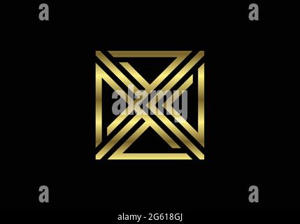 Golden Capital Lines Letter X. Creative Line Letters Design, Graphic Alphabet Symbol For Logo, Poster, Invitation. Vector Stock Vector