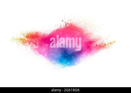 Abstract blurred motion of colorful dust particles on black background. Stock Photo