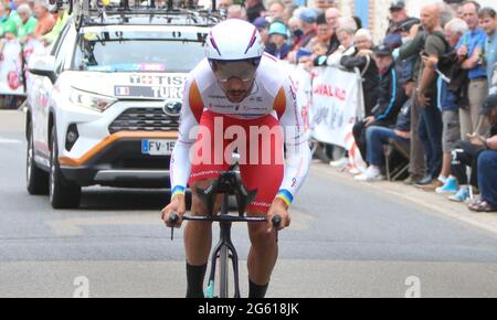 ANTHONY TURGIS of TOTALENERGIES during the Tour de France 2021, Cycling race stage 5, time trial, Change - Laval (27,2 Km) on June 30, 2021 in Laval, France - Photo Laurent Lairys / DPPI Stock Photo