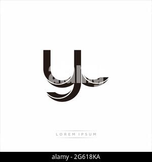 Initial Letter Split Lowercase Modern Monogram linked outline rounded logo isolated on white background Stock Vector