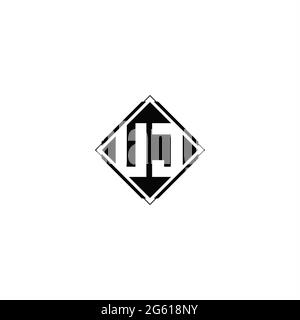 Monogram logo design with diamond square shape isolated on black colors and white background Stock Vector