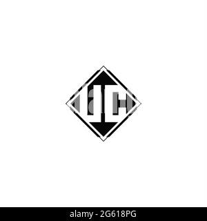 Monogram logo design with diamond square shape isolated on black colors and white background Stock Vector