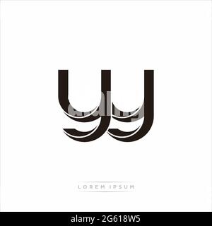 Initial Letter Split Lowercase Modern Monogram linked outline rounded logo isolated on white background Stock Vector