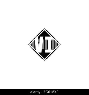 Monogram logo design with diamond square shape isolated on black colors and white background Stock Vector