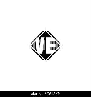 Monogram logo design with diamond square shape isolated on black colors and white background Stock Vector