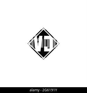 Monogram logo design with diamond square shape isolated on black colors and white background Stock Vector