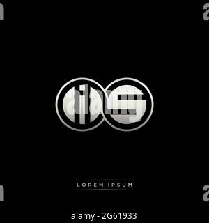 Initial letter linked circle capital monogram logo modern template gold color version isolated on black background Stock Vector