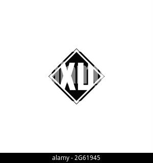 Monogram logo design with diamond square shape isolated on black colors and white background Stock Vector