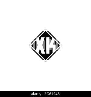 Monogram logo design with diamond square shape isolated on black colors and white background Stock Vector