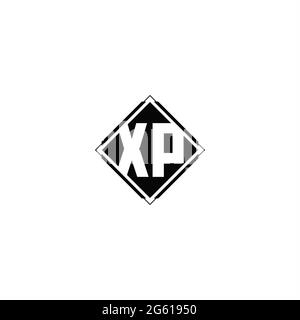 Monogram logo design with diamond square shape isolated on black colors and white background Stock Vector