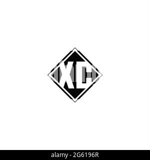 Monogram logo design with diamond square shape isolated on black colors and white background Stock Vector