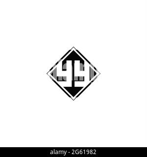 Monogram logo design with diamond square shape isolated on black colors and white background Stock Vector