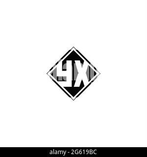 Monogram logo design with diamond square shape isolated on black colors and white background Stock Vector