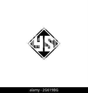 Monogram logo design with diamond square shape isolated on black colors and white background Stock Vector