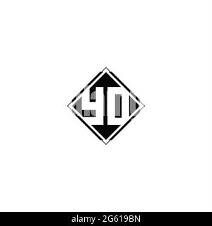 Monogram logo design with diamond square shape isolated on black colors and white background Stock Vector