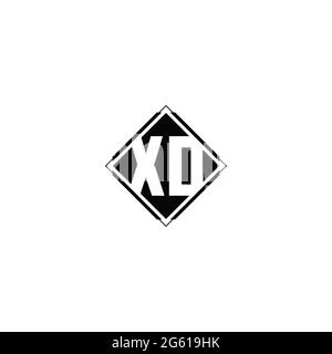 Monogram logo design with diamond square shape isolated on black colors and white background Stock Vector