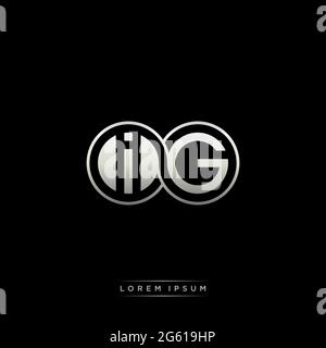 Initial letter linked circle capital monogram logo modern template gold color version isolated on black background Stock Vector