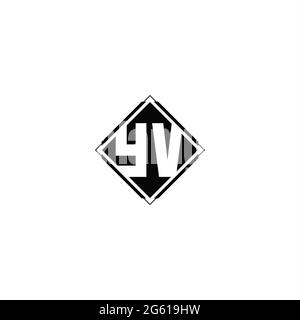 Monogram logo design with diamond square shape isolated on black colors and white background Stock Vector