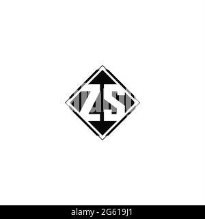 Monogram logo design with diamond square shape isolated on black colors and white background Stock Vector