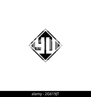 Monogram logo design with diamond square shape isolated on black colors and white background Stock Vector