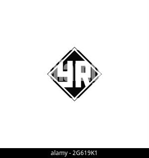 Monogram logo design with diamond square shape isolated on black colors and white background Stock Vector