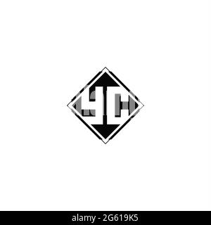 Monogram logo design with diamond square shape isolated on black colors and white background Stock Vector