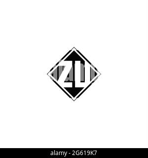 Monogram logo design with diamond square shape isolated on black colors and white background Stock Vector