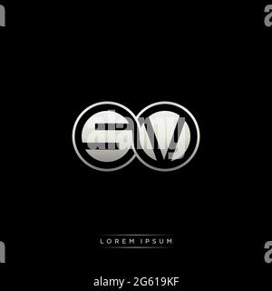 Initial letter linked circle capital monogram logo modern template gold color version isolated on black background Stock Vector