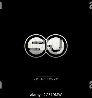 Initial letter linked circle capital monogram logo modern template gold color version isolated on black background Stock Vector