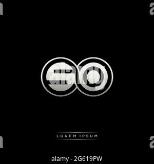 Initial letter linked circle capital monogram logo modern template gold color version isolated on black background Stock Vector