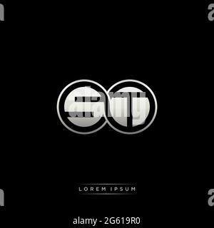 Initial letter linked circle capital monogram logo modern template gold color version isolated on black background Stock Vector