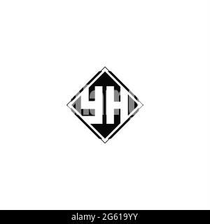 Monogram logo design with diamond square shape isolated on black colors and white background Stock Vector