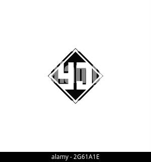 Monogram logo design with diamond square shape isolated on black colors and white background Stock Vector