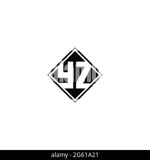 Monogram logo design with diamond square shape isolated on black colors and white background Stock Vector