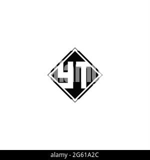 Monogram logo design with diamond square shape isolated on black colors and white background Stock Vector