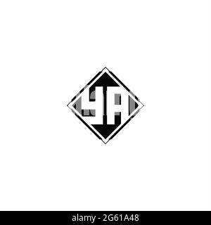 Monogram logo design with diamond square shape isolated on black colors and white background Stock Vector