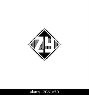 Monogram logo design with diamond square shape isolated on black colors and white background Stock Vector