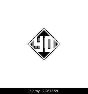 Monogram logo design with diamond square shape isolated on black colors and white background Stock Vector