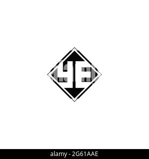 Monogram logo design with diamond square shape isolated on black colors and white background Stock Vector